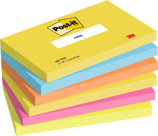 Memoblok 3M Post-it 655 76x127mm Energetic Colours 6 stuks-1