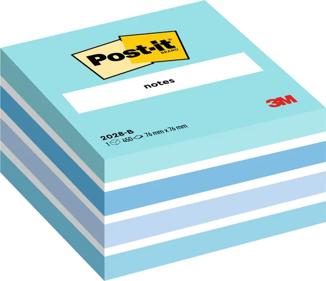 Memoblok Post-it 2028 76x76mm kubus pastel blauw-1