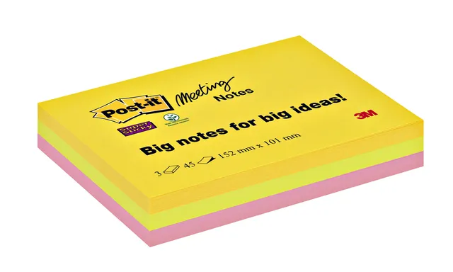 Memoblok Post-it 6445 Super Sticky 152x101mm assorti 3st-1