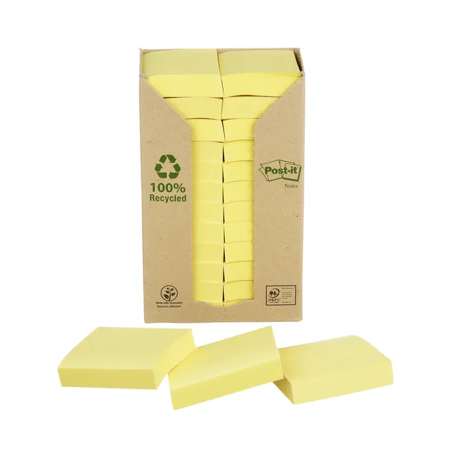 Memoblok Post-it 653 38x51mm recycled geel 24 stuks-1