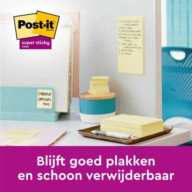 Memoblok Post-it 654 Super Sticky 76x76mm canary yellow 12 stuks-6