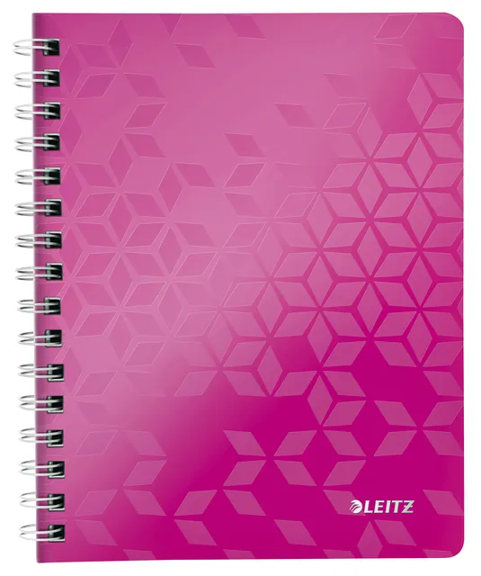 Notitieboek Leitz WOW A5 spiraal PP lijn roze-1