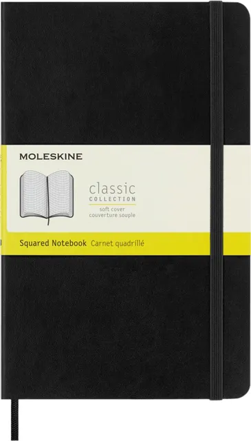 Notitieboek Moleskine large 130x210mm ruit 5x5mm soft cover zwart-1