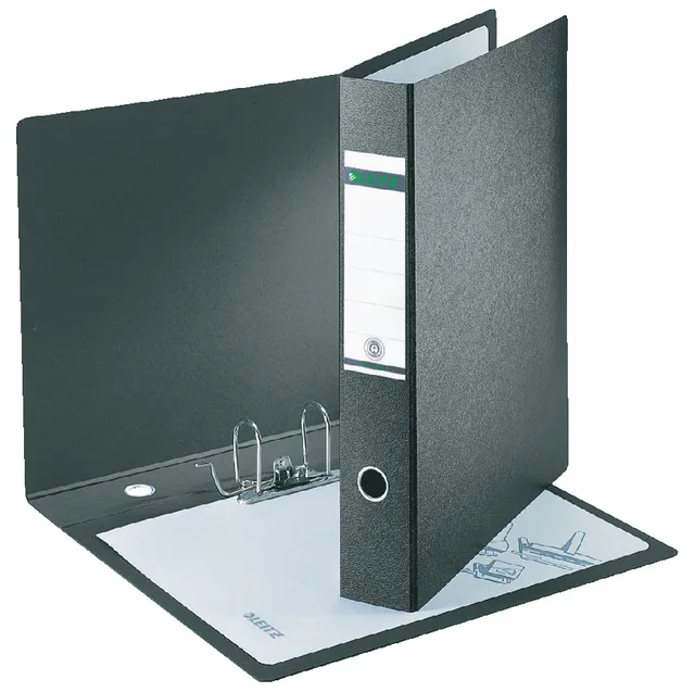 Ordner Leitz 1072 180° zonder sleuven en randbeschermers 77mm karton A3 recht zwart-1