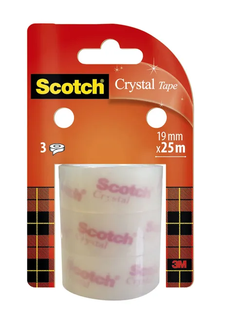 Plakband Scotch Crystal 19mmx25m transparant helder 3 rollen-1