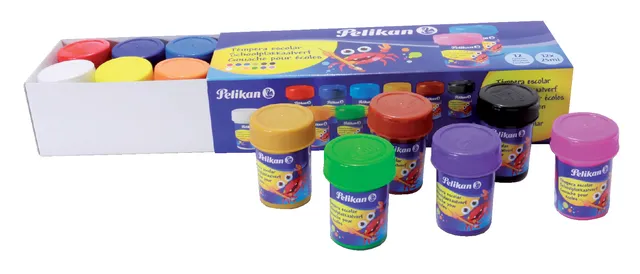 Plakkaatverf Pelikan 20ml assorti doos à 12 potjes-1