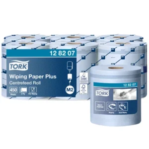 Poetspapier Tork Wiping Plus M2 Centerfeed 2-laags 157m blauw 128207-1