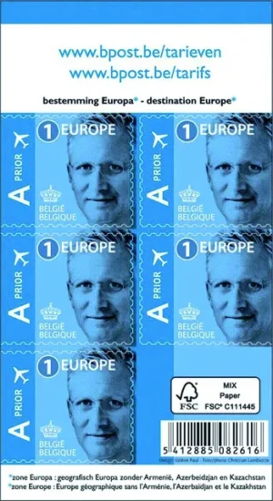 Postzegel Belgie Waarde 1 Europa pak à 50 stuks-1