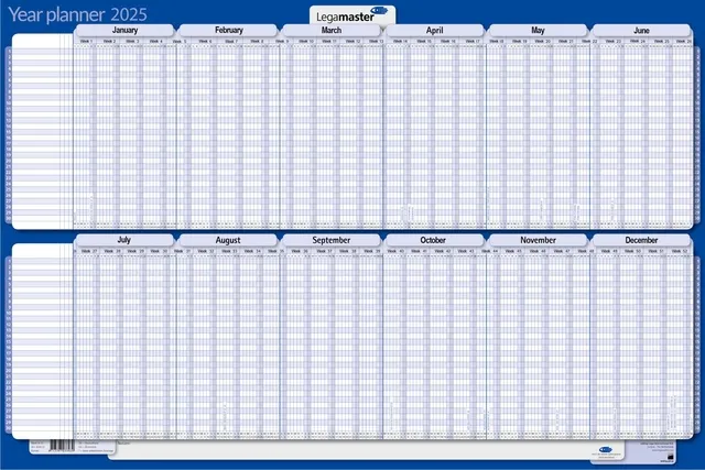 Projectplanner 2025 Legamaster 90x60cm horizontaal gelamineerd Engelstalig-1
