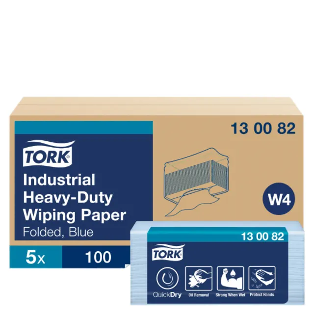 Reinigingsdoek Tork Heavy-Duty W4 gevouwen 100 vel blauw 130082-1
