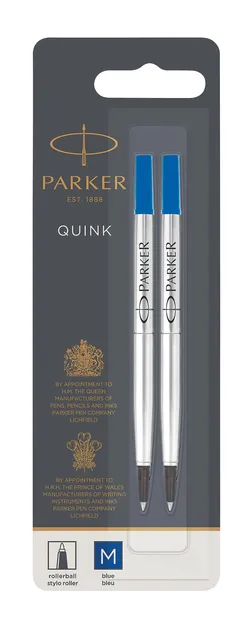 Rollerpenvulling Parker Quink medium blauw blister à 2 stuks-1