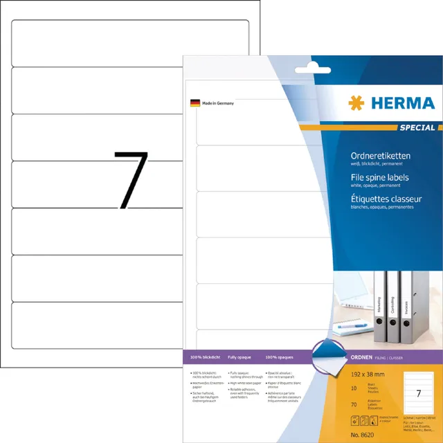 Rugetiket HERMA 8620 smal 38x192mm zelfklevend wit-1