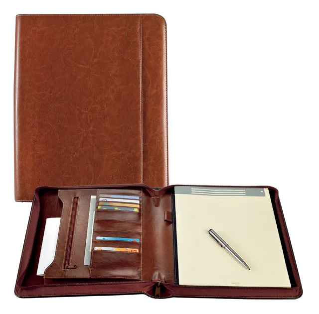 Schrijfmap Brepols Palermo luxe A4 met rits inclusief schrijfblok bruin-1