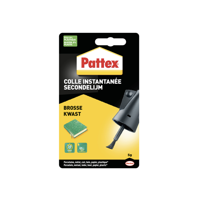 Secondelijm Pattex met kwast flacon 5 gram op blister-1