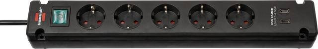 Stekkerdoos Brennenstuhl Bremounta 5 voudig inclusief 2 USB C 3 meter zwart-1
