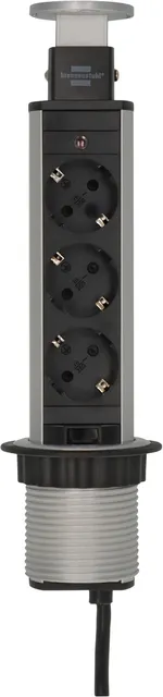 Stekkerdoos Brennenstuhl toren 3 voudig 2 meter zwart/zilver-1