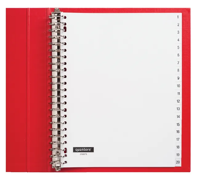 Tabbladen Quantore 23-gaats 1-20 genummerd wit PP-1