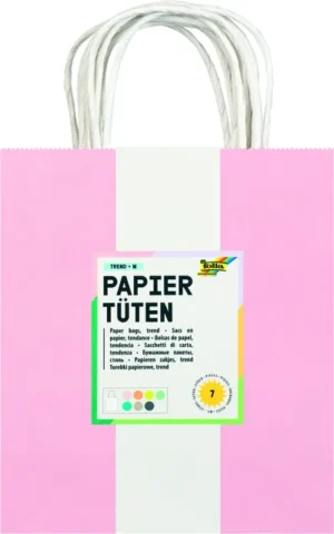 Tas met handvat Folia kraftpapier 110gr 18x21x8cm set à 7 kleuren-1