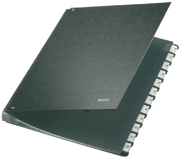 Termijnmap Leitz 1-12 270x18x345mm hardboard zwart-1