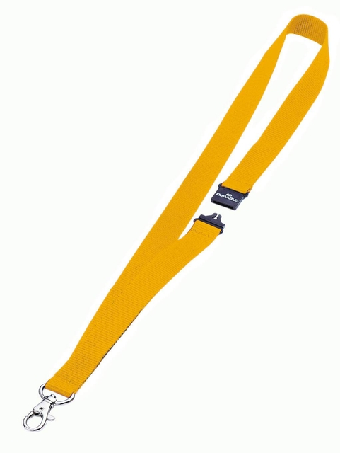 Textielkoord Durable 8137 met karabijnhaak geel-1