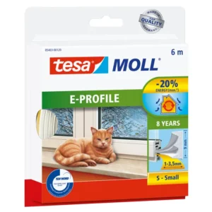 Tochtstrip tesamoll® E-profiel zelfklevend rubber 6mx9mm wit-1