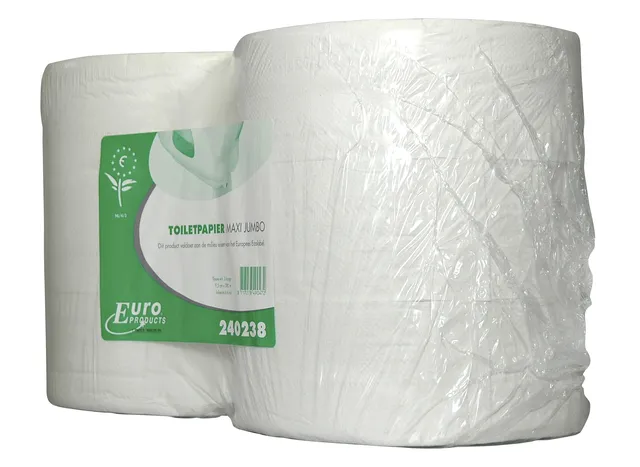 Toiletpapier Euro Products P4 maxi jumbo 2l recycled 380m wit 240238-1