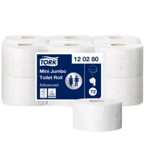 Toiletpapier Tork Mini Jumbo T2 advanced 2-laags 12 rollen wit 120280-1