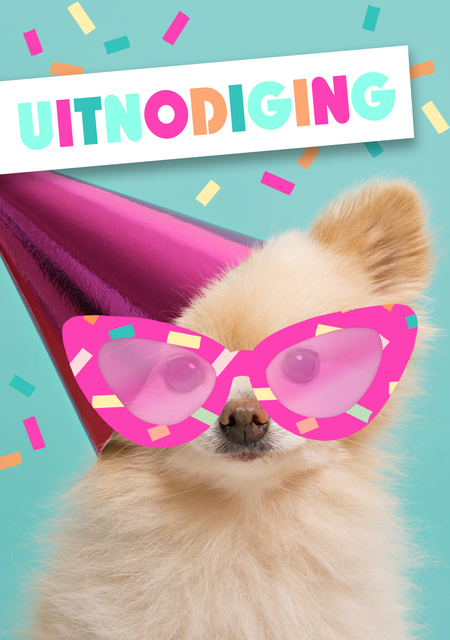 Uitnodiging Hond met zonnebril 14x9cm-1