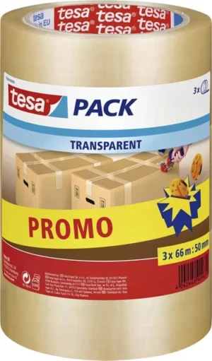 Verpakkingstape tesapack® 66mx50mm transparant promopack 3 rollen-1
