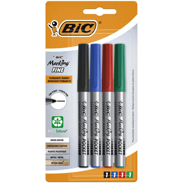 Viltstift Bic ecolutions rond fijn assorti blister à 4 kleuren-1
