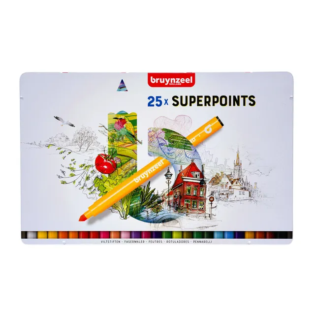 Viltstift Bruynzeel Expression super points blik à 25 stuks assorti-1