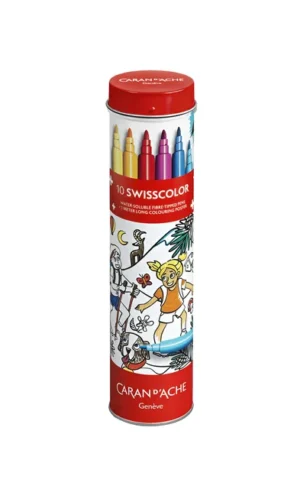 Viltstift Caran d'ache Swisscolor met poster koker à 10 kleuren-1