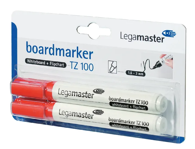 Viltstift Legamaster TZ 100 whiteboard rond 1.5-3mm rood blister à 2 stuks-1