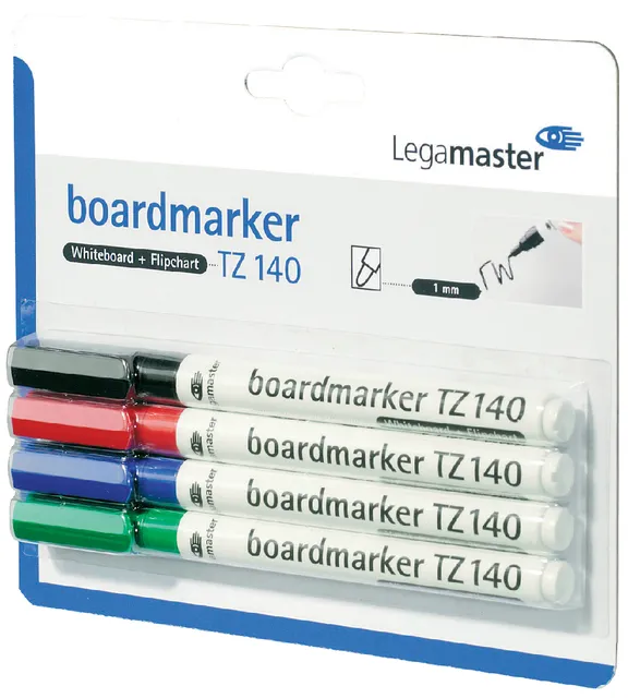 Viltstift Legamaster TZ 140 whiteboard rond 1mm assorti blister à 4 stuks-1