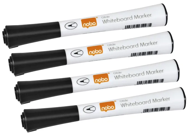 Viltstift Nobo whiteboard Glide fijn zwart 1mm 4stuks-1