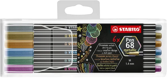 Viltstift STABILO Pen 68/06 medium metallic assorti etui à 6 stuks-1