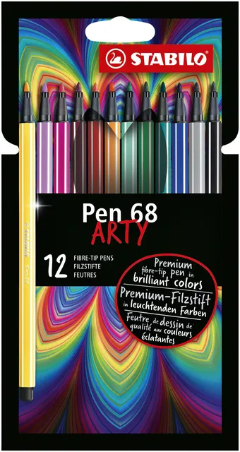 Viltstift STABILO Pen 68/12 Arty medium assorti etui à 12 stuks-1