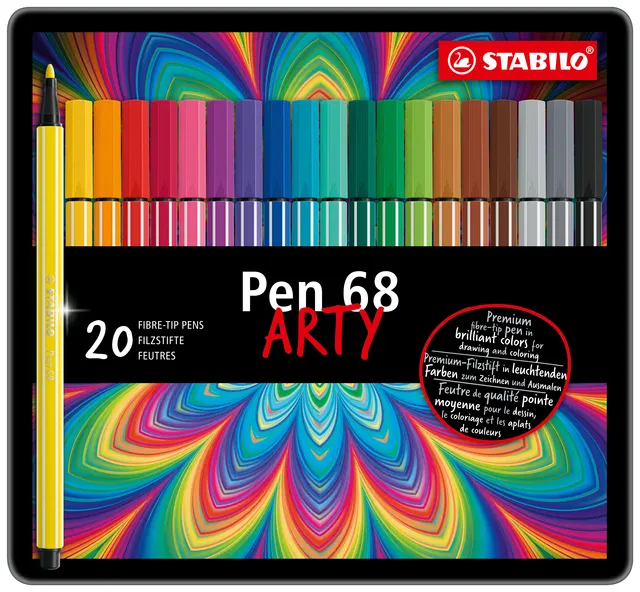 Viltstift STABILO Pen 68/20 Arty medium assorti blik à 20 stuks-1