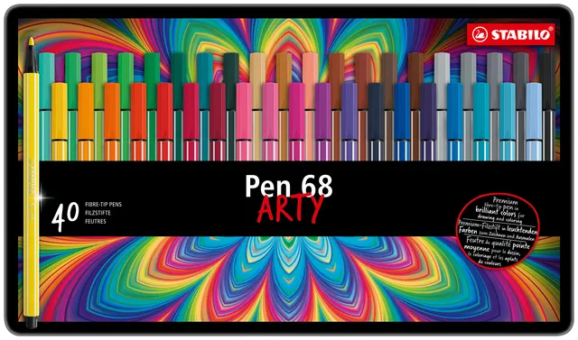 Viltstift STABILO Pen 68/40 Arty medium assorti blik à 40 stuks-1