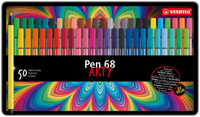 Viltstift STABILO Pen 68/50 Arty medium assorti blik à 50 stuks-1