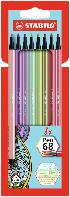 Viltstift STABILO Pen 68/8 medium assorti etui à 8 stuks-1