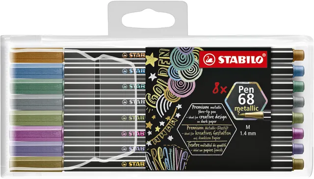 Viltstift STABILO Pen 68/8 medium metallic assorti etui à 8 stuks-1
