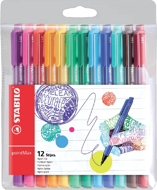 Viltstift STABILO pointMax 488/12 assorti etui à 12 stuks-1