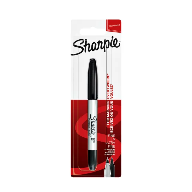 Viltstift Sharpie rond Twin tip ultra fijn & fijn zwart blister à 1 stuk-1