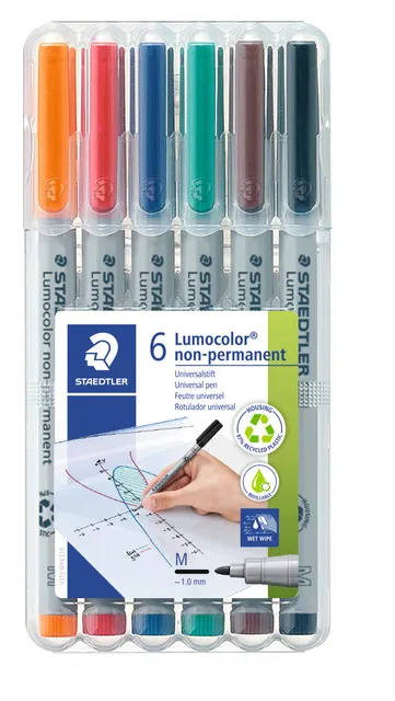 Viltstift Staedtler Lumocolor 315 non permanent M set à 6 stuks assorti-1