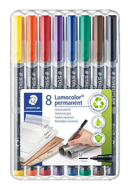 Viltstift Staedtler Lumocolor 317 permanent M set à 8 stuks-1