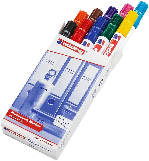 Viltstift edding 3000 rond 1.5-3mm assorti doos à 10 stuks-1