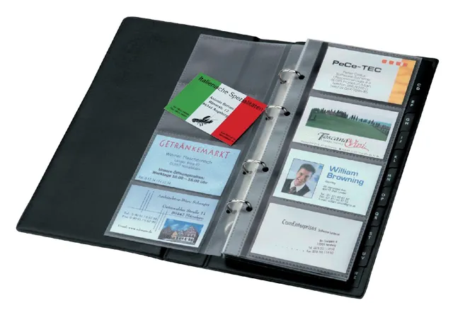 Visitekaartringband Sigel VZ300 voor 200 kaarten 90x58mm kunststof zwart-1