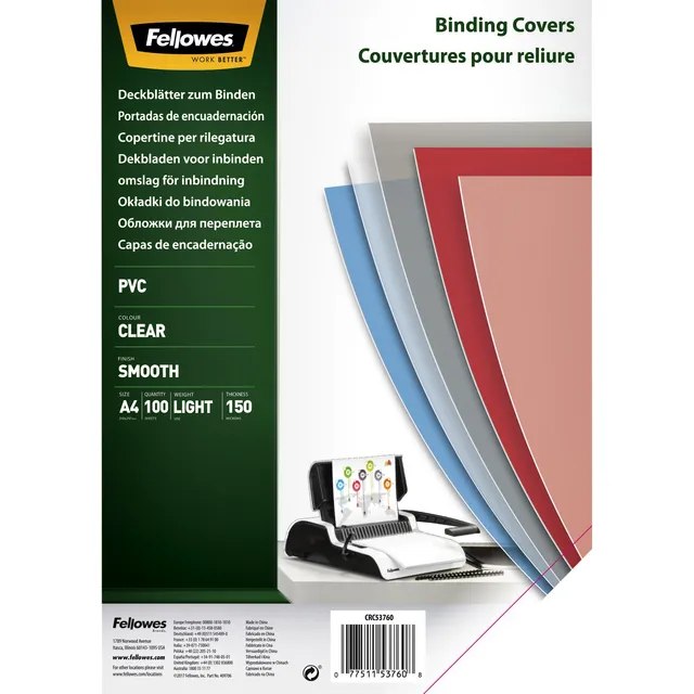 Voorblad Fellowes A4 PVC 150micron 100 stuks-1