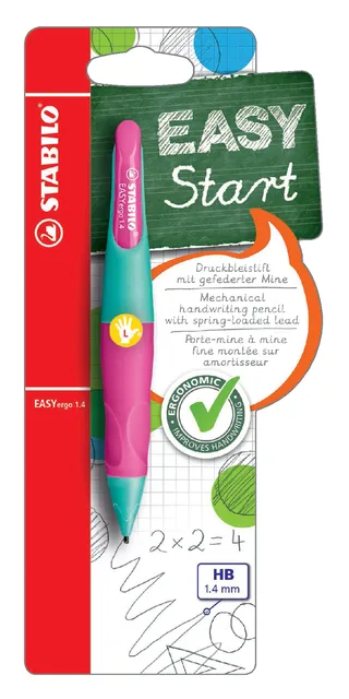 Vulpotlood STABILO Easyergo HB 1.4mm linkshandig turquose/neon roze blister à 1 stuk-1